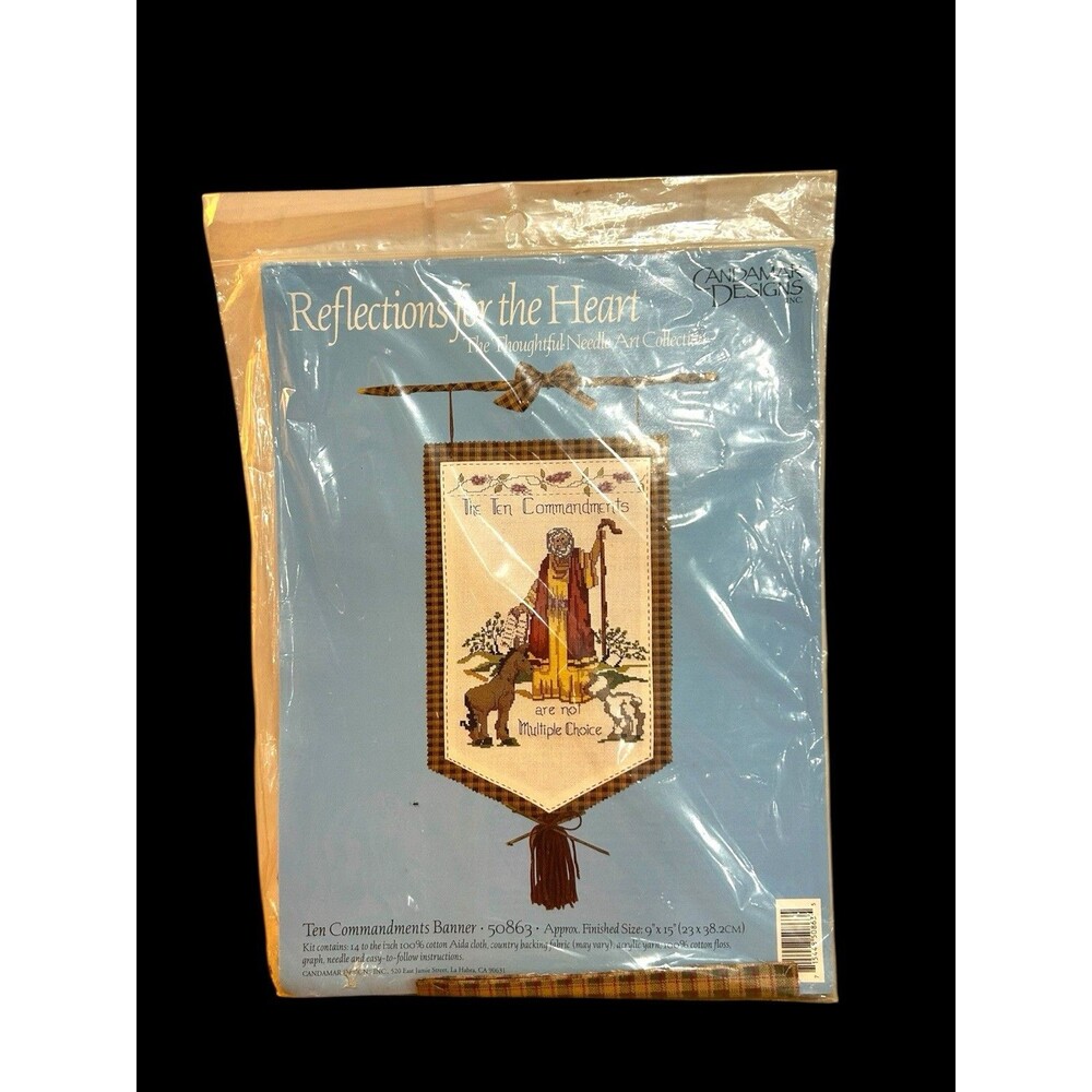 Cross Stitch Kit Ten Commandments Banner Fabric Candamar Designs 9" x 15" NOS